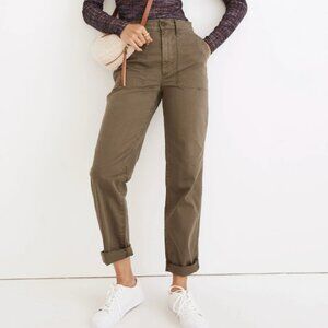 Madewell The Perfect Vintage Straight Workwear Pant olive green size 29 NC368